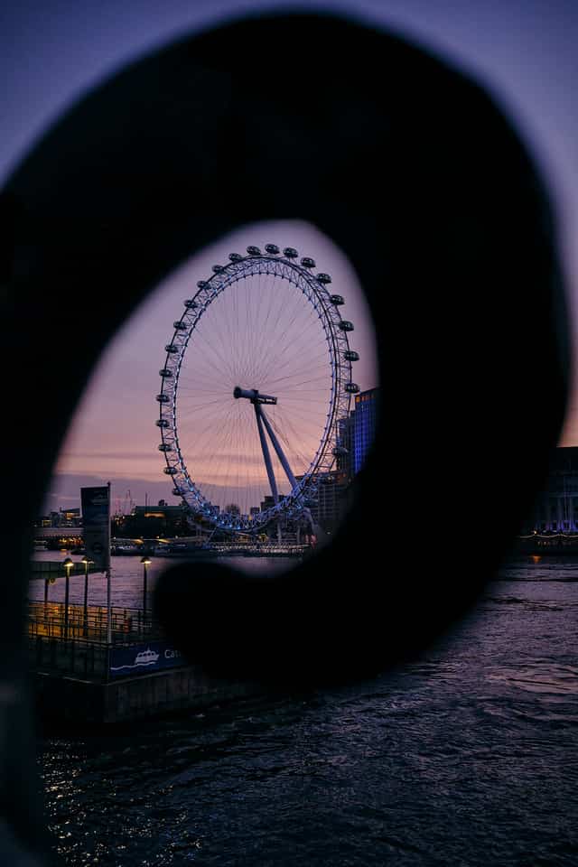 In the center of the eye.
